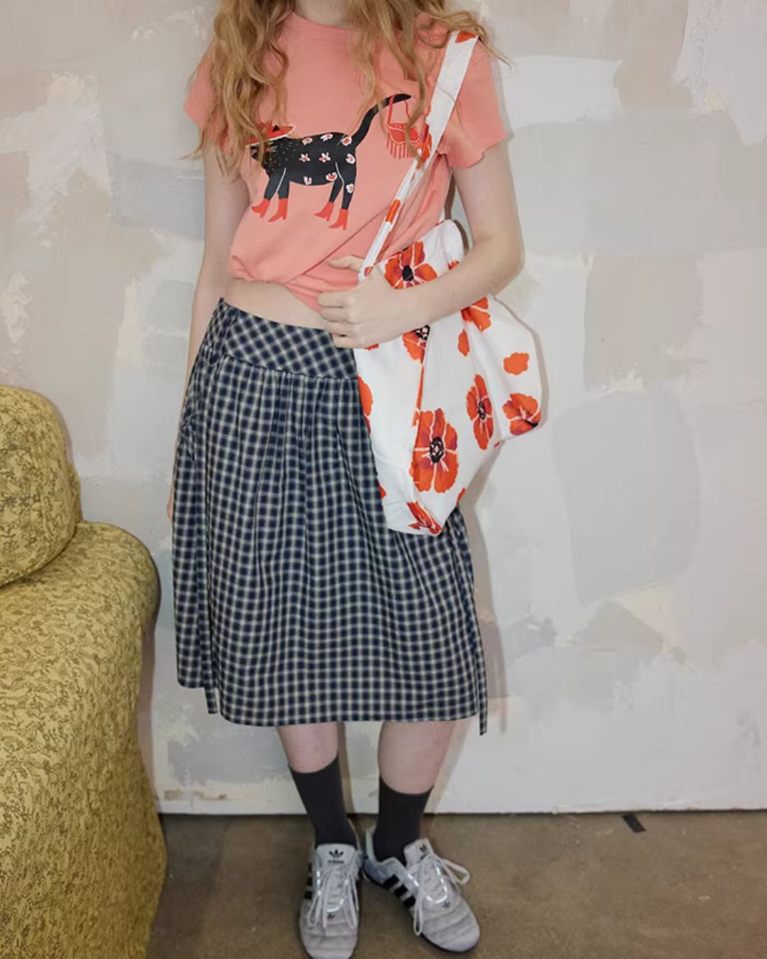 Checked String Midi Skirt　SK023