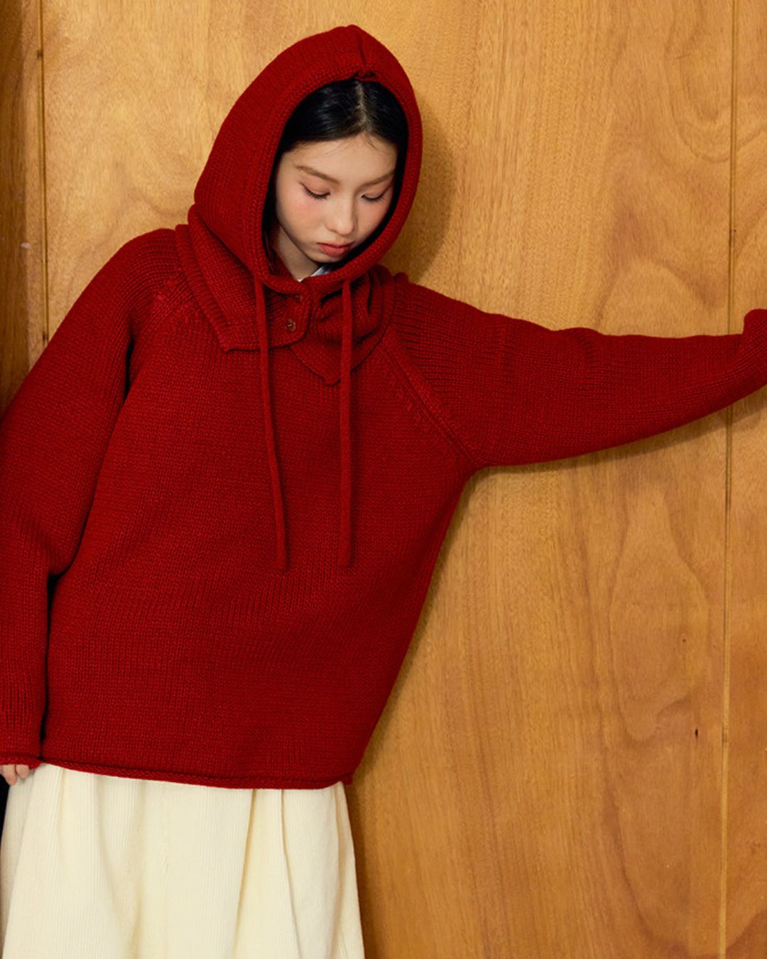 Loose Crew Neck Knit With Balaclava　KN089