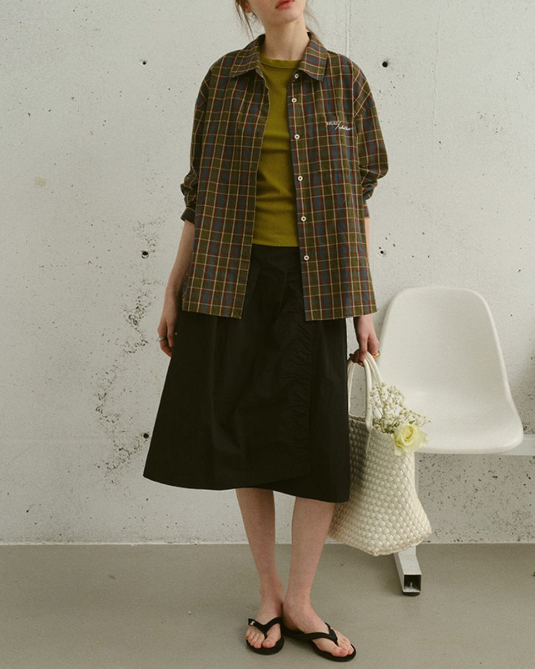 A-line Knee-length Wrap Skirt　SK022