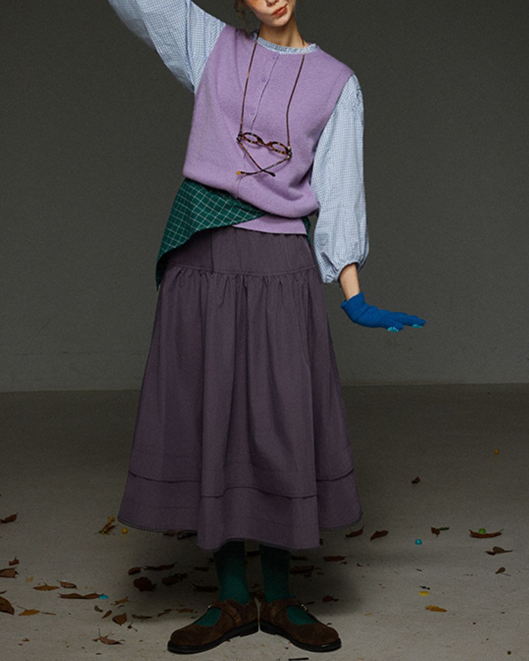 Retro Knit Front Button Vest　KN034