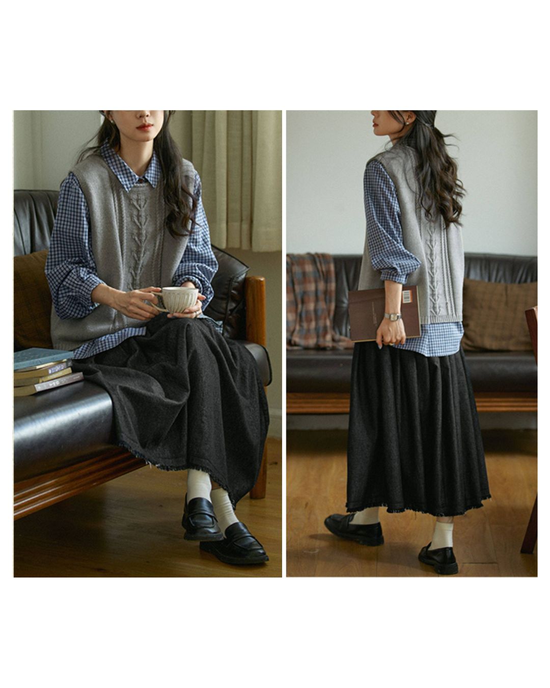 Crew Neck Relaxed Knit Vest　VT023