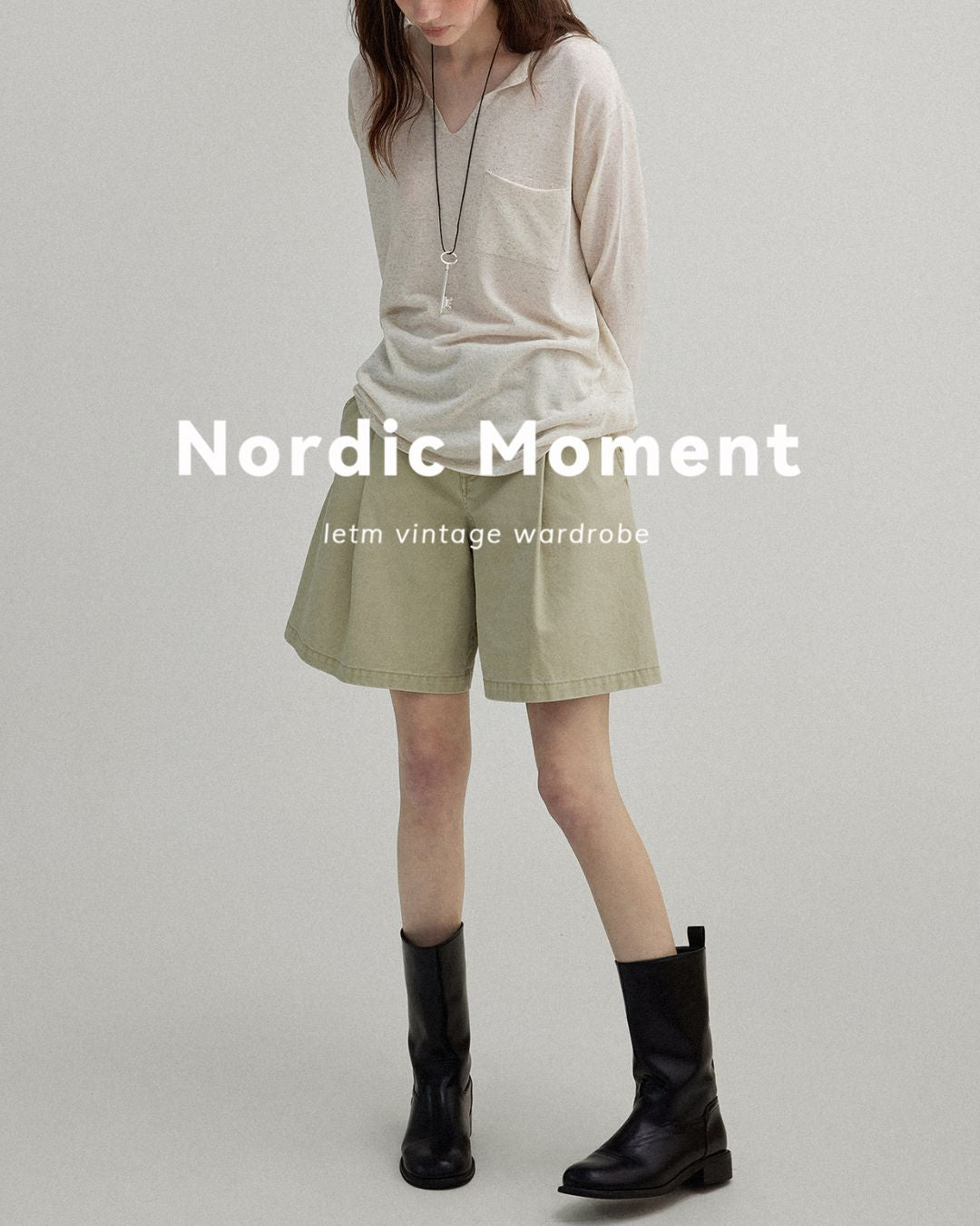 Natural Linen V-neck T-shirt　LT003