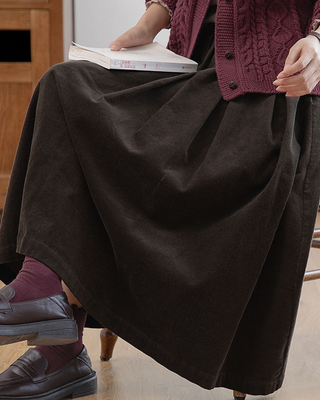 Corduroy Gathered Skirt　SK006