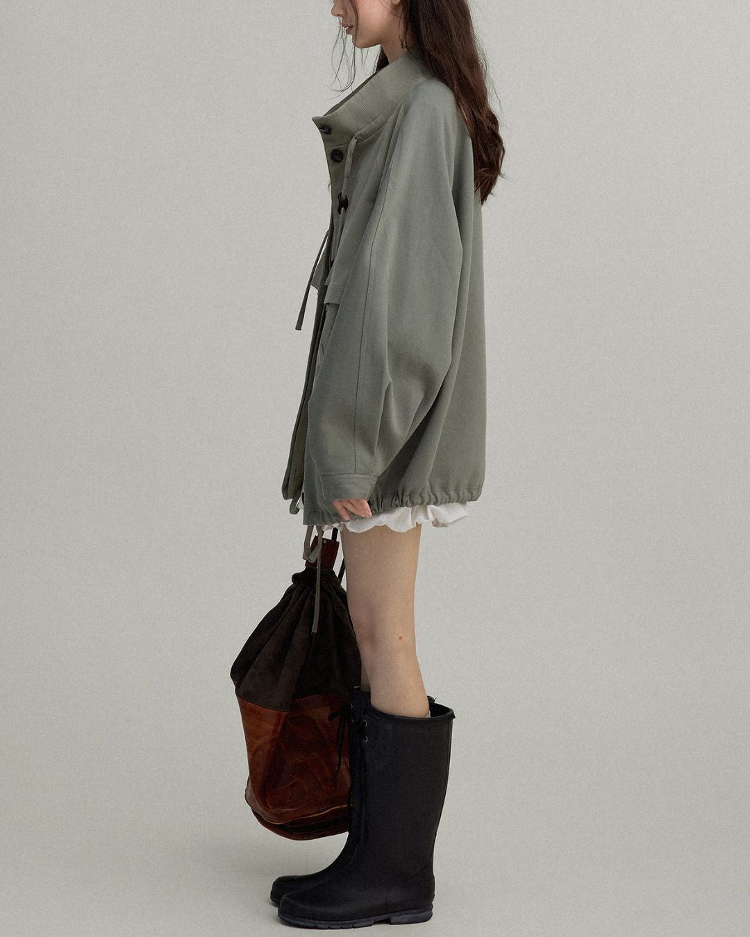 Stand Collar Drawstring Jacket　JK018