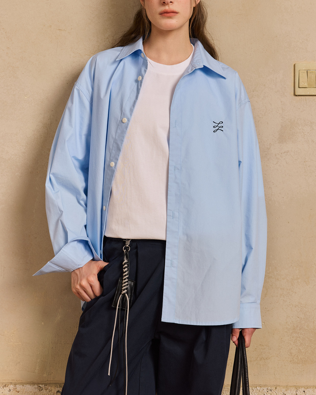 Chest Embroidered Casual Collar Shirt　LS047