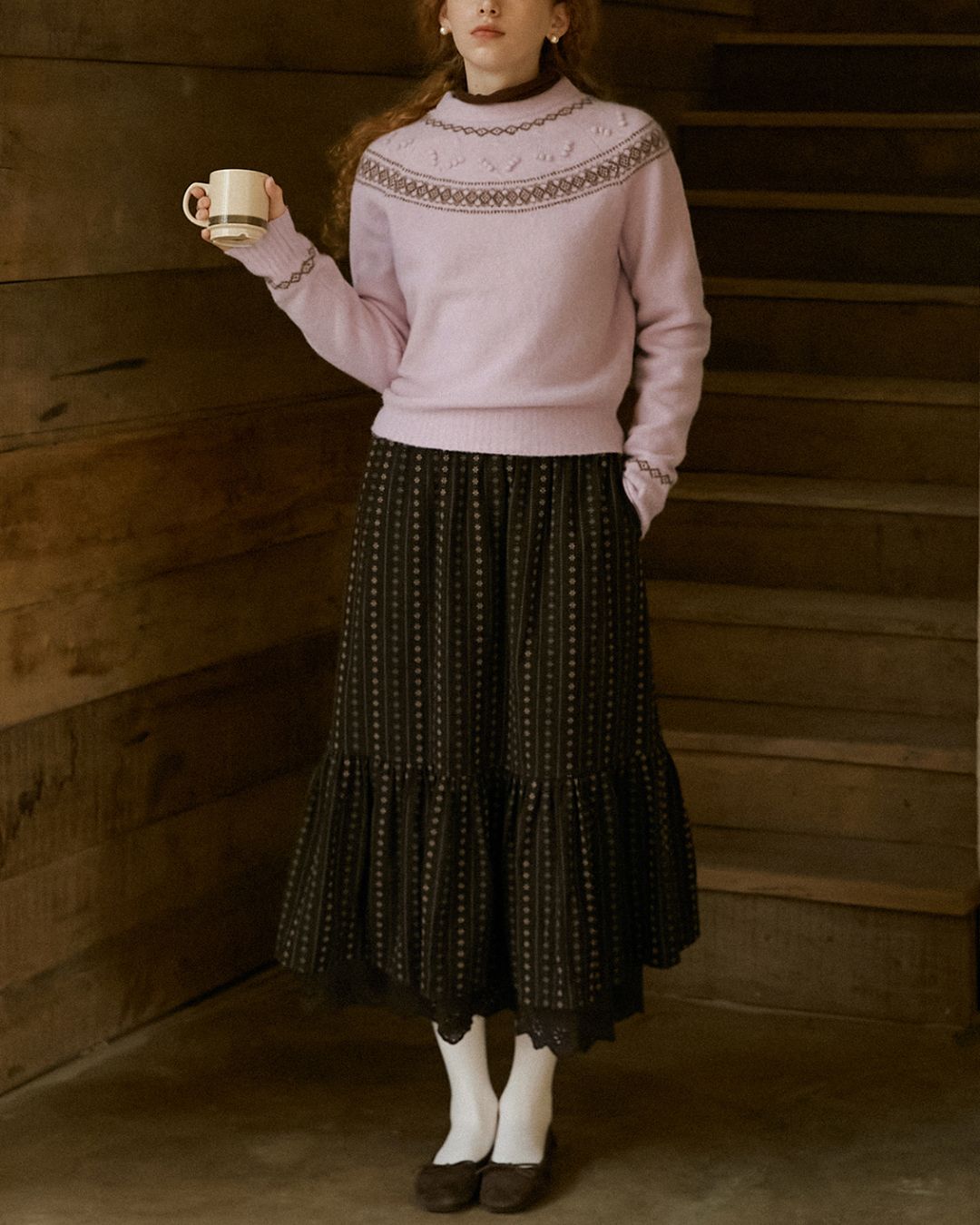 Pom-pom Fair Isle Sweater　KN078
