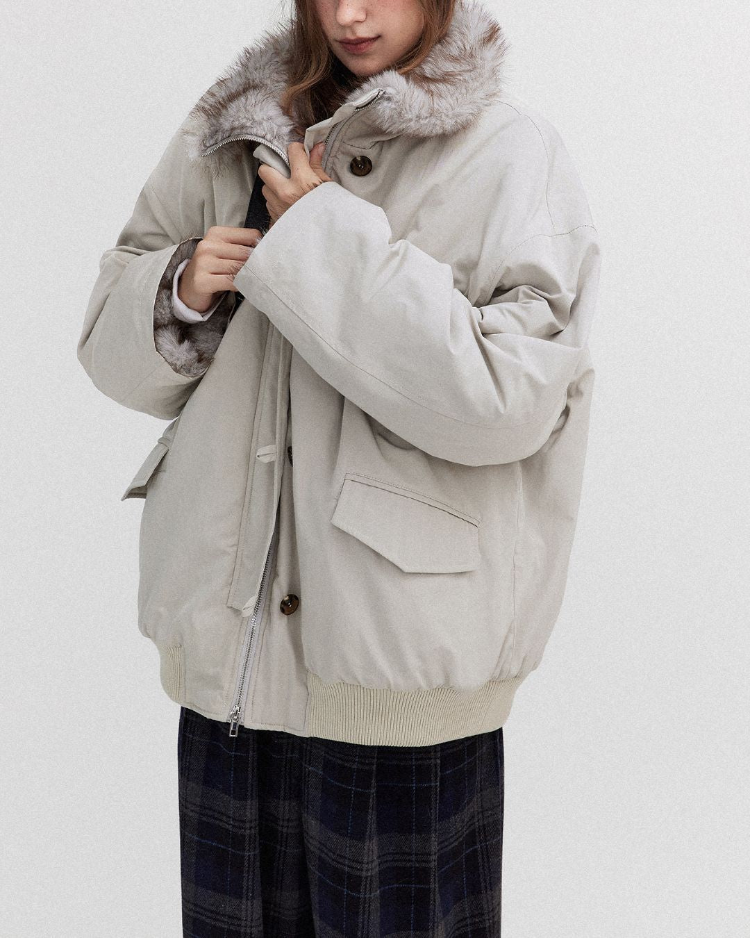 Oversized Fur Work Jacket　JK059