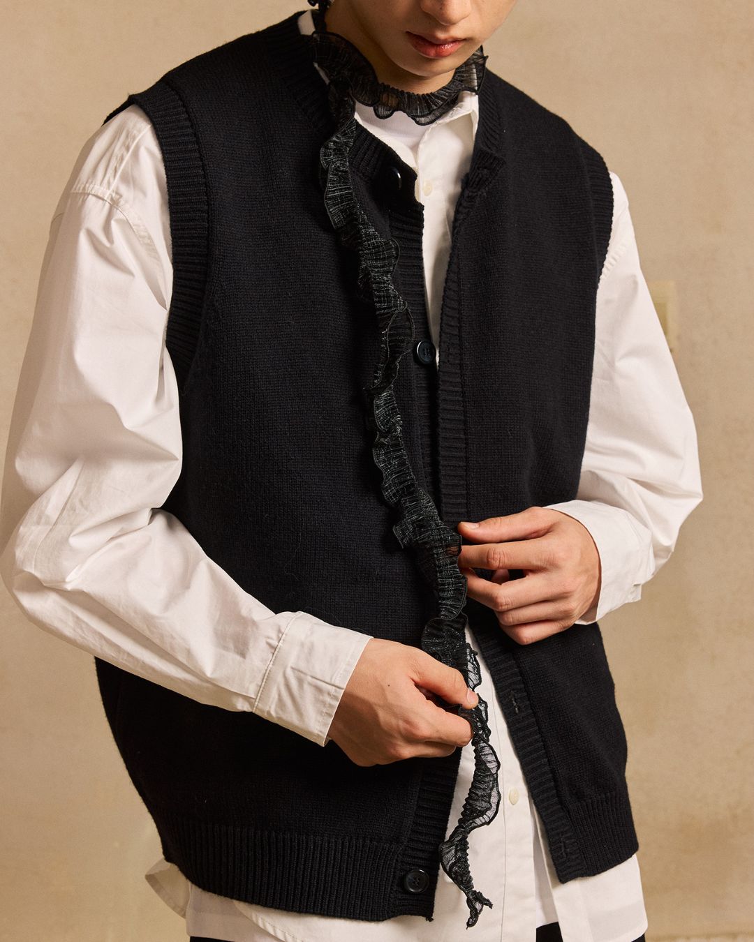 Basic Knit Cardigan Vest　VT018