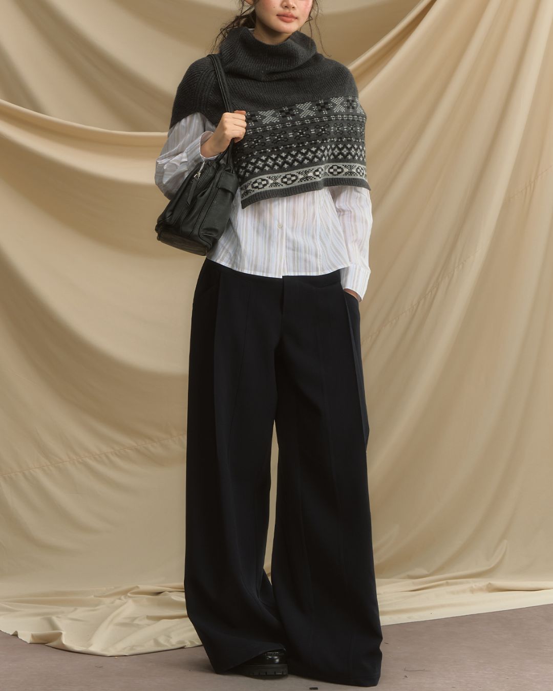 Fair Isle High Neck Cape　KN022