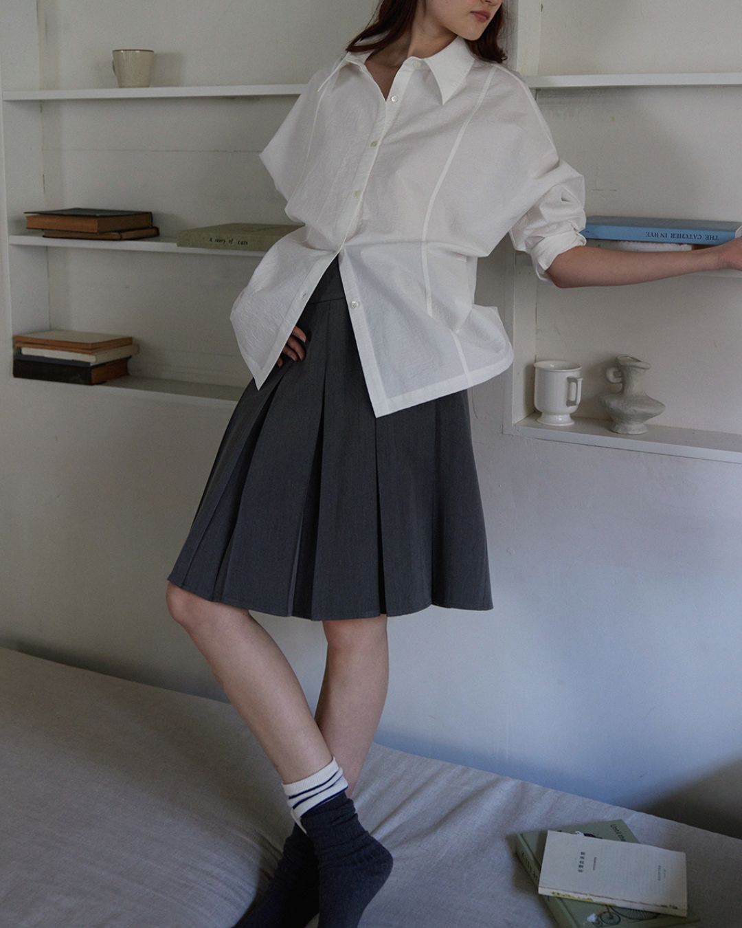 Back Button Basic Shirt　LS022