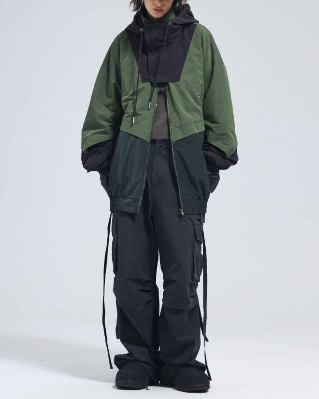 Oversized Colorblock Nylon Jacket　JK072