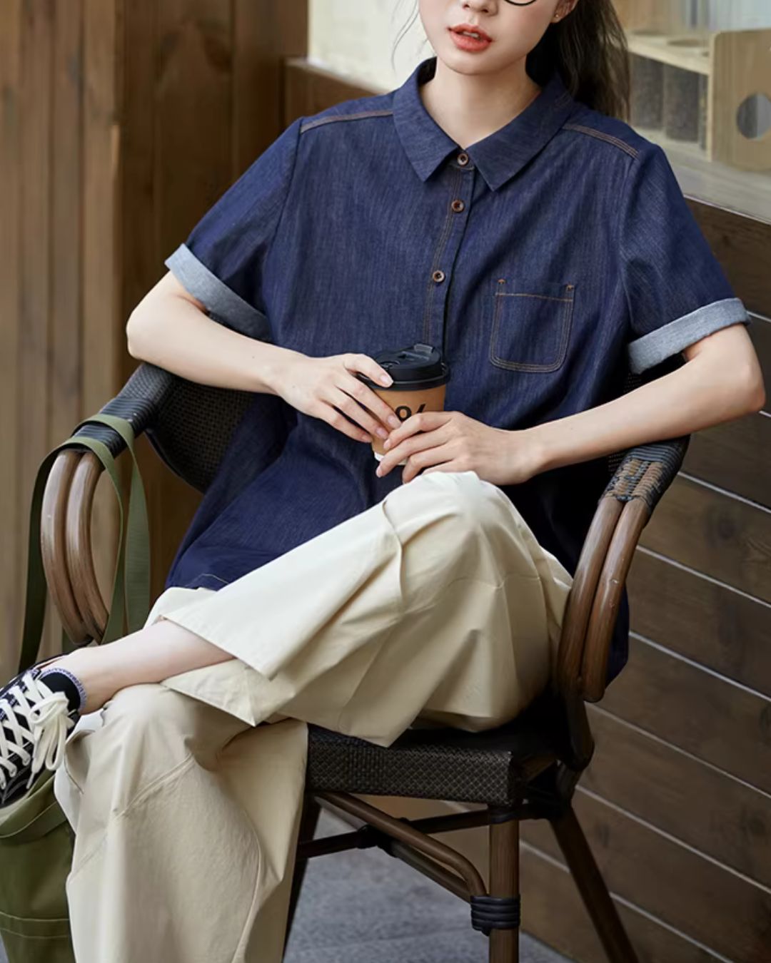 Light Denim Short-sleeved Shirt　SS003