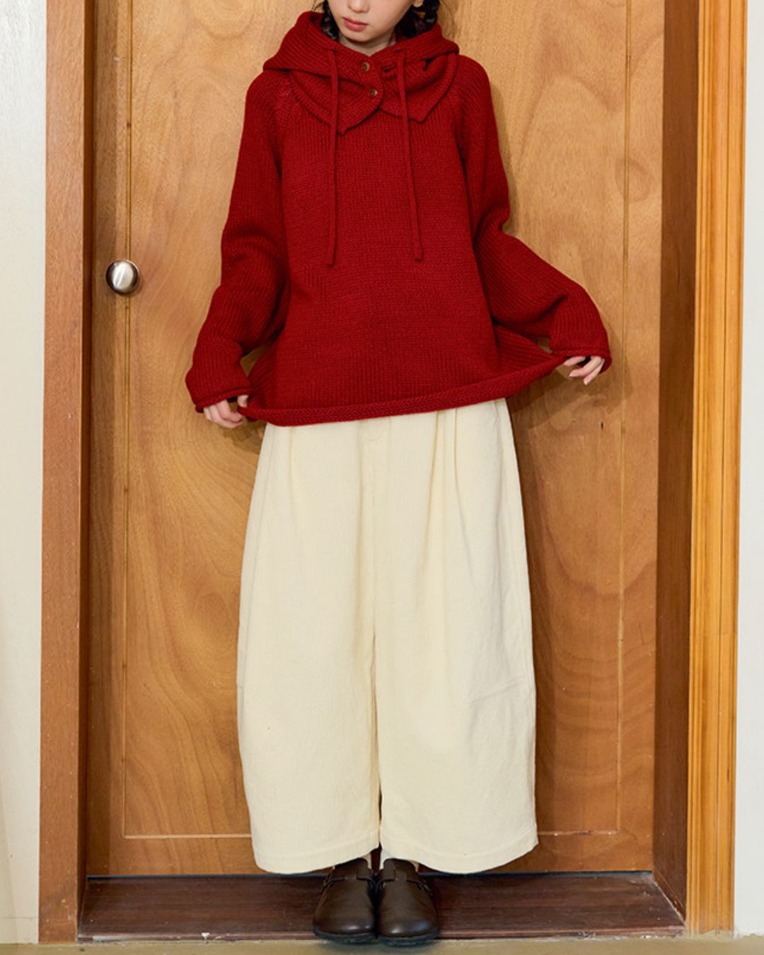 Loose Crew Neck Knit With Balaclava　KN089