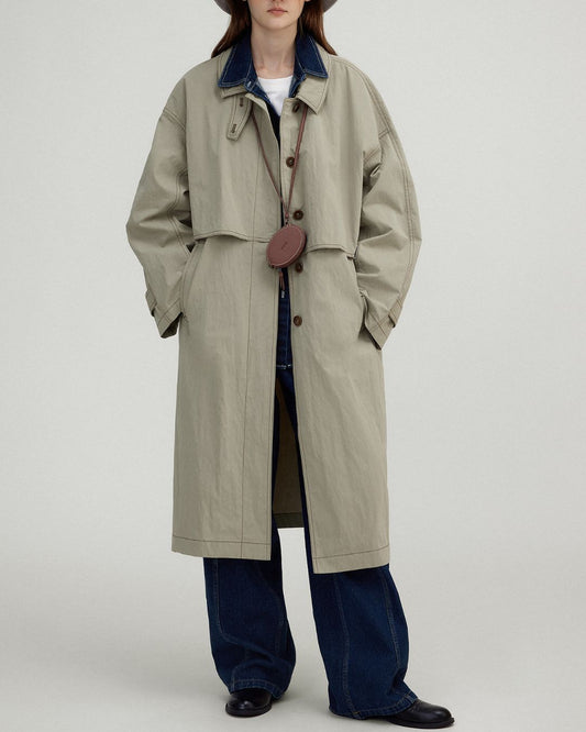 Stand Collar Stitch Long Coat　CT004