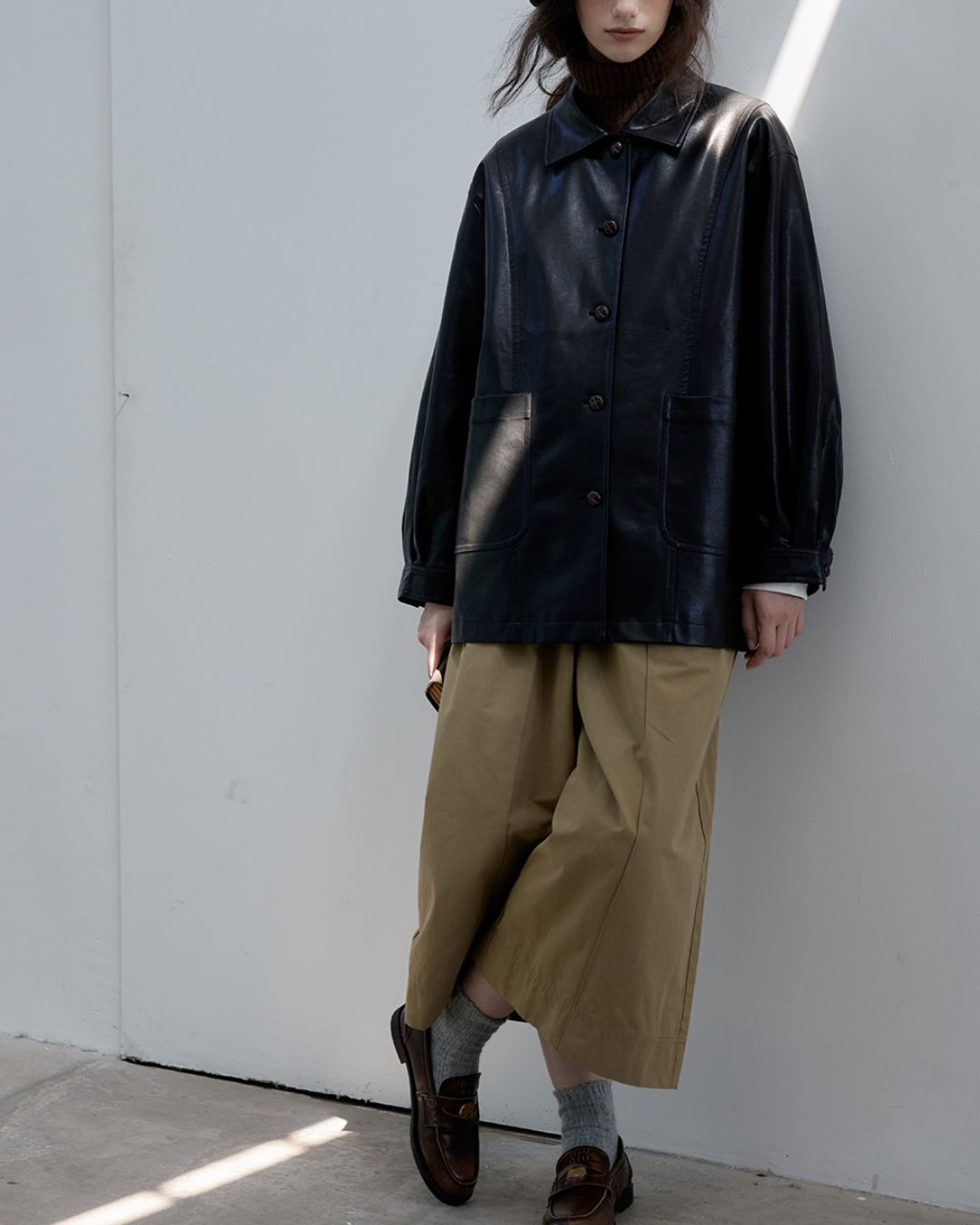 Draped Wide Cropped Pants　PT012