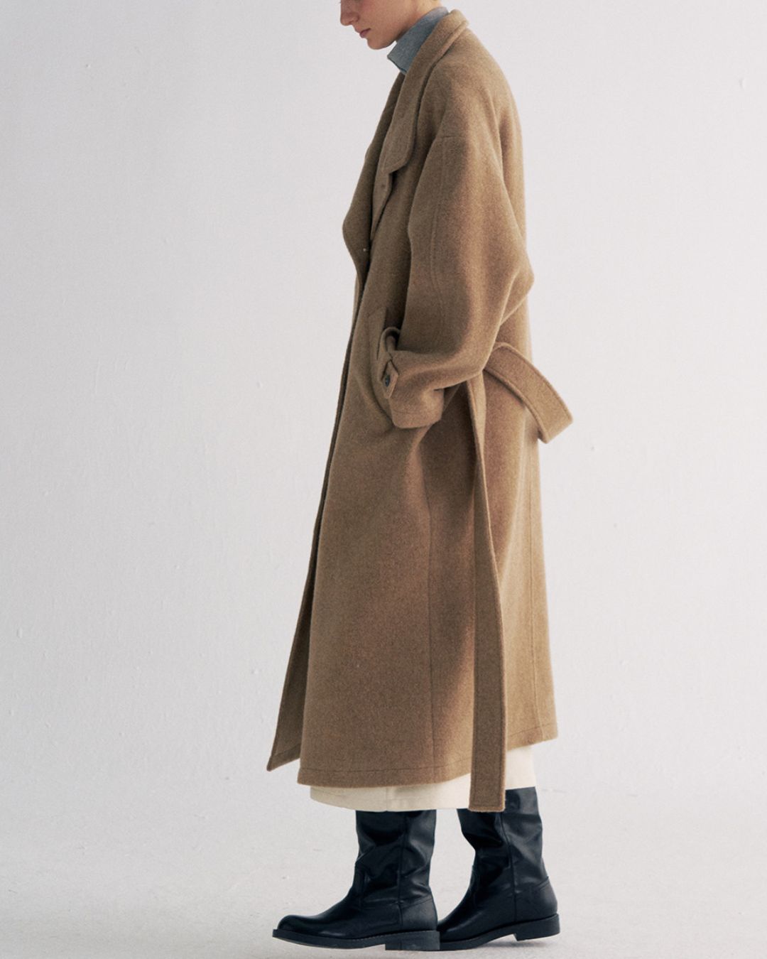 Stand-collar Wool Long Coat　CT029