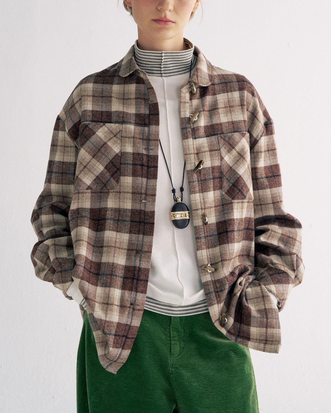 Color Block Faux Layer High Neck Knit　KN083