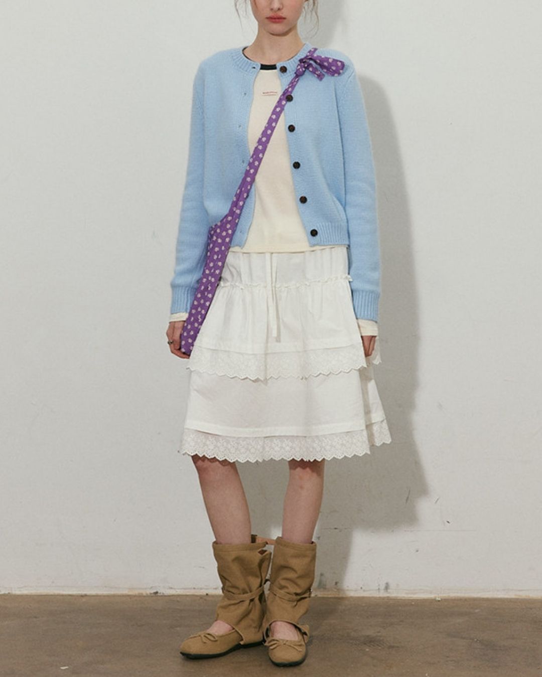 Round Neck Retro Fluffy Knit Cardigan　KN115