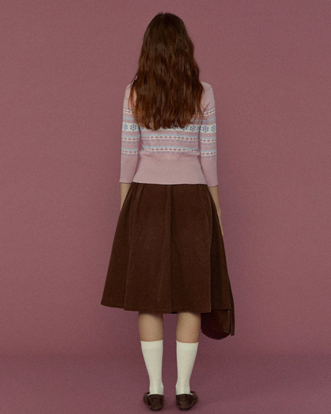 Retro Cherry Blossom Fitted Nordic Knit　KN095