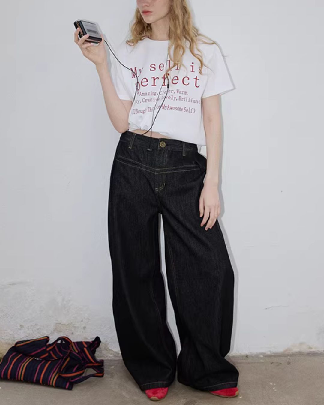 Text Print Crew Neck T-Shirt　ST009