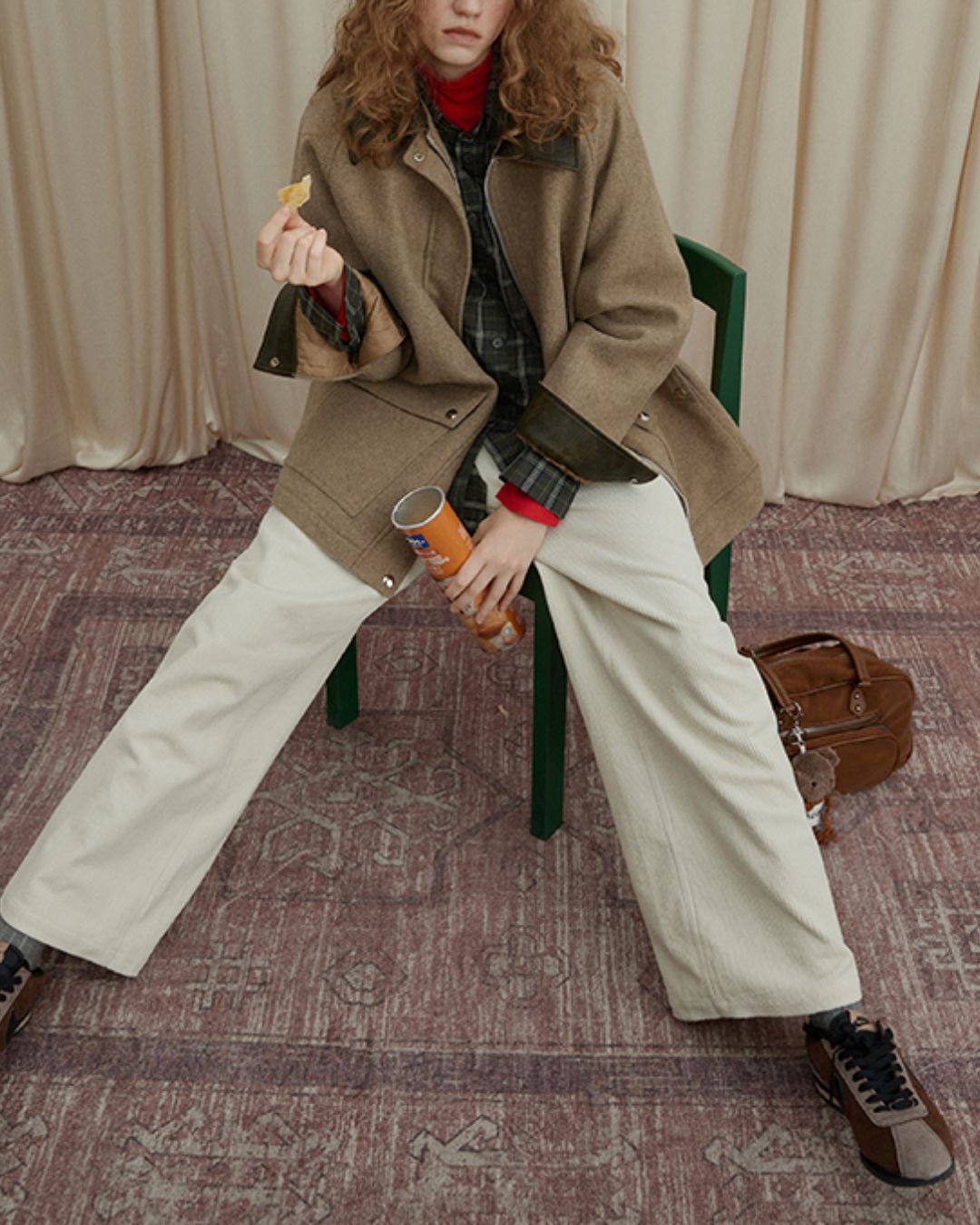 Retro Contrast Check Shirt　LS035