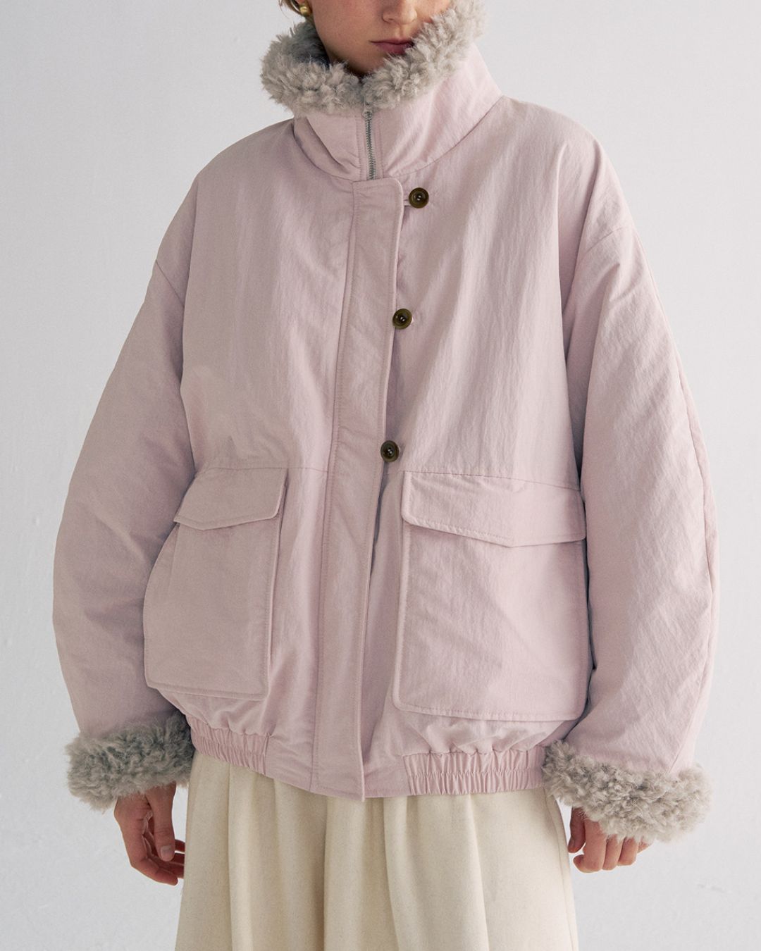 Stand-up Boa Collar Padded Jacket　JK077