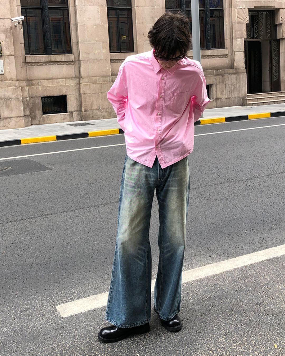 Cropped Cotton Shirt　LS007