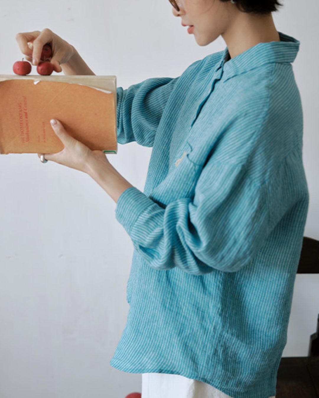 Drop Shoulder Striped Linen Shirt　LS042