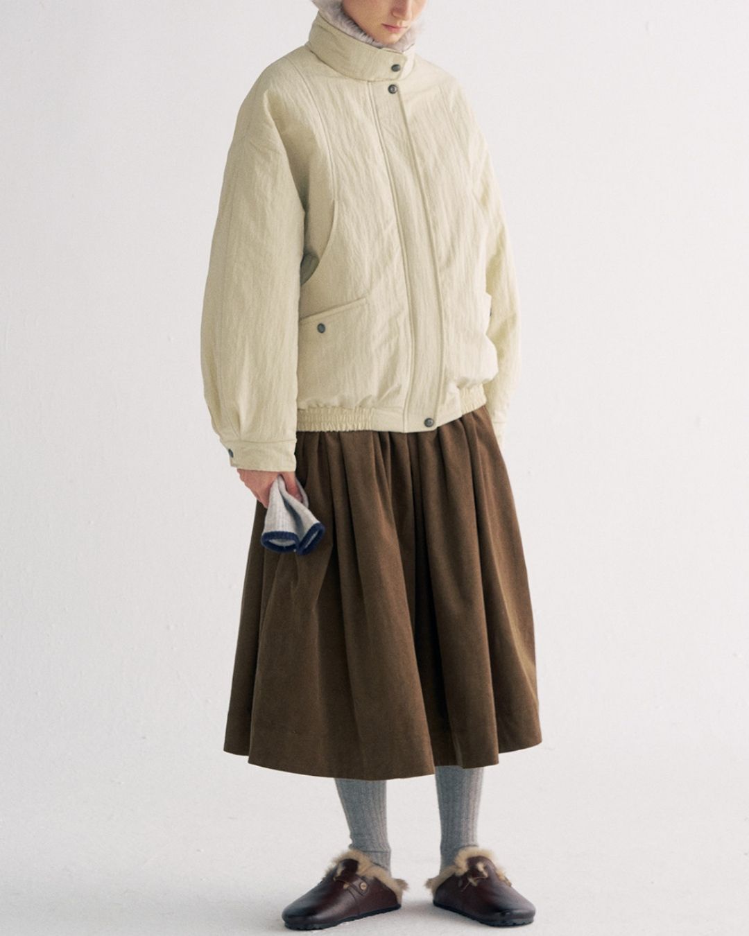 Detachable Fur Collar Quilted Jacket　JK078