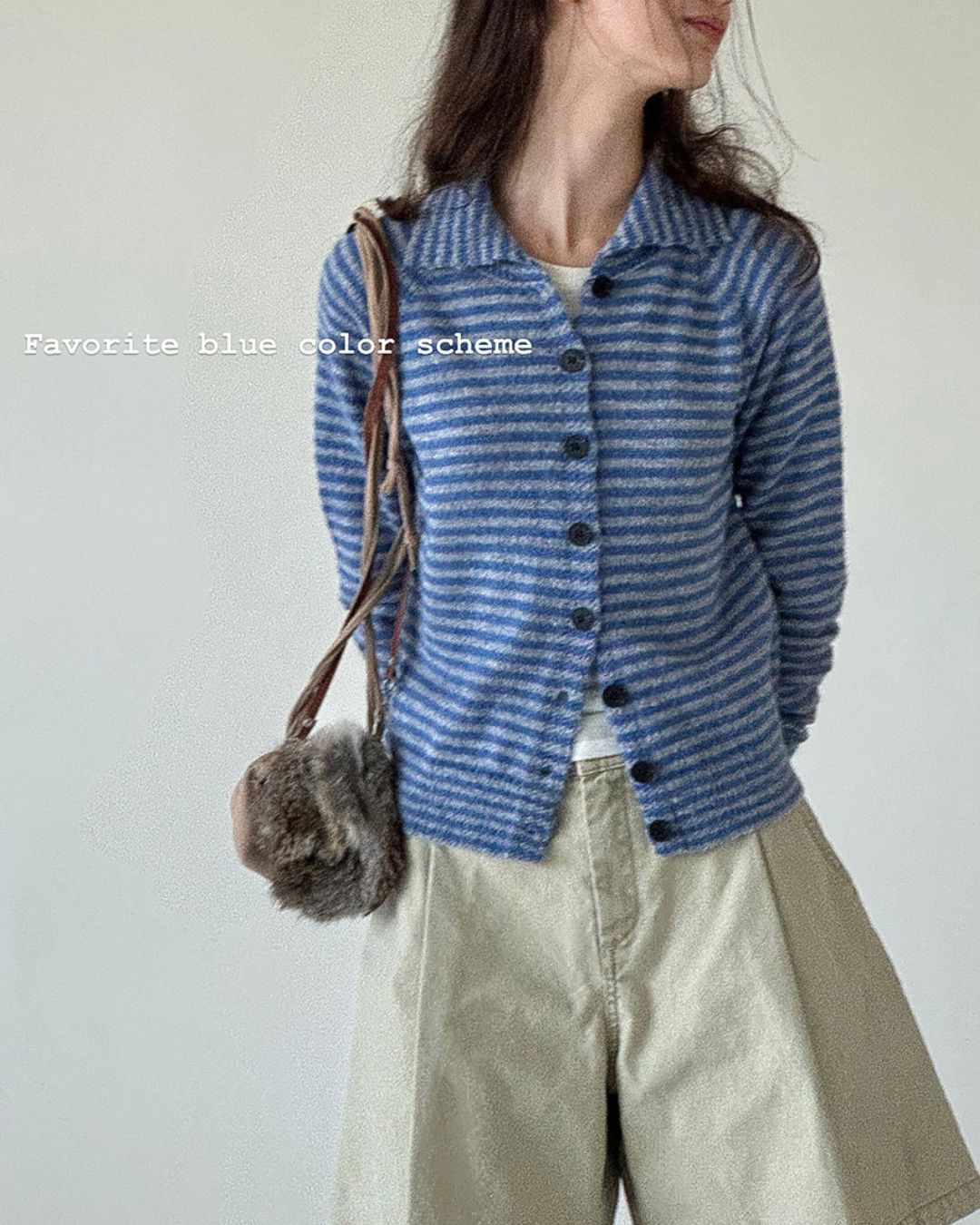 Collared Border Knit Cardigan　KN020