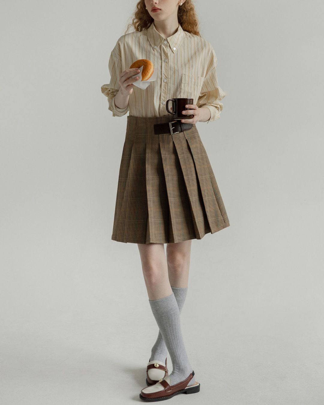 Back Half Button Collar Shirt　LS032