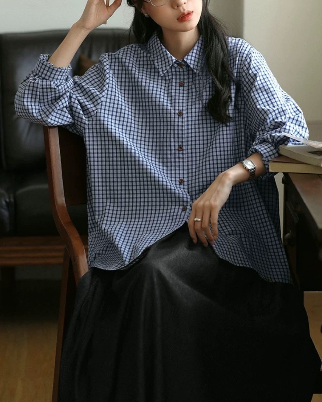 Classic Blue Check Shirt　LS058