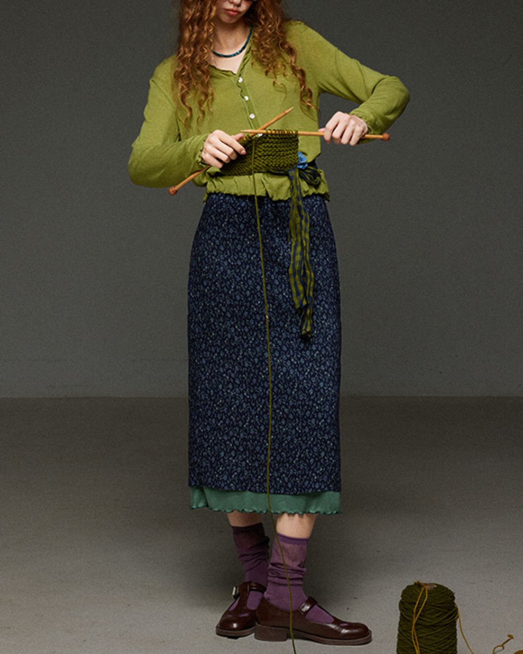 Merrow Frill V-Neck Knit Cardigan　KN032