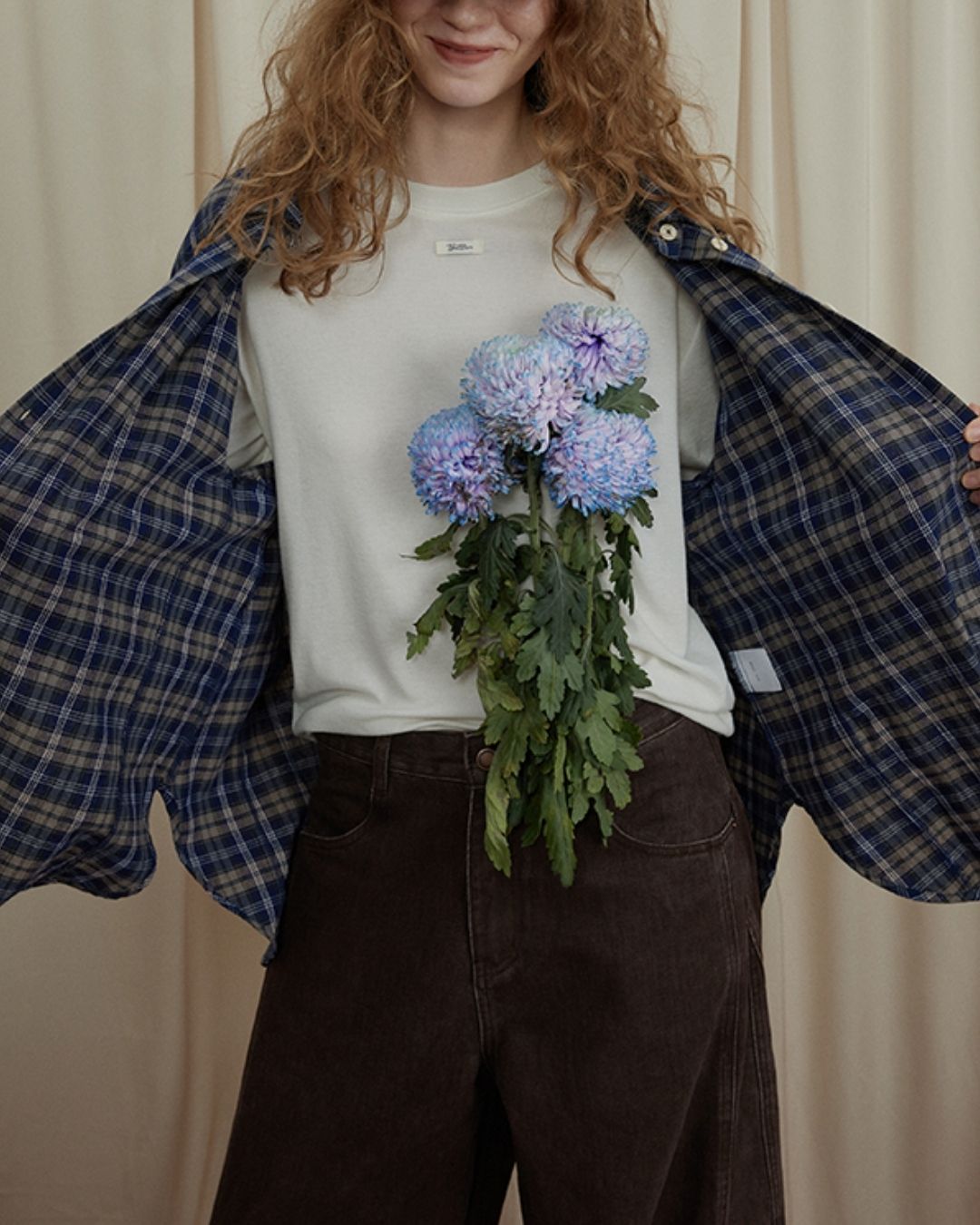 Oversized Checked Cotton Shirt　LS034