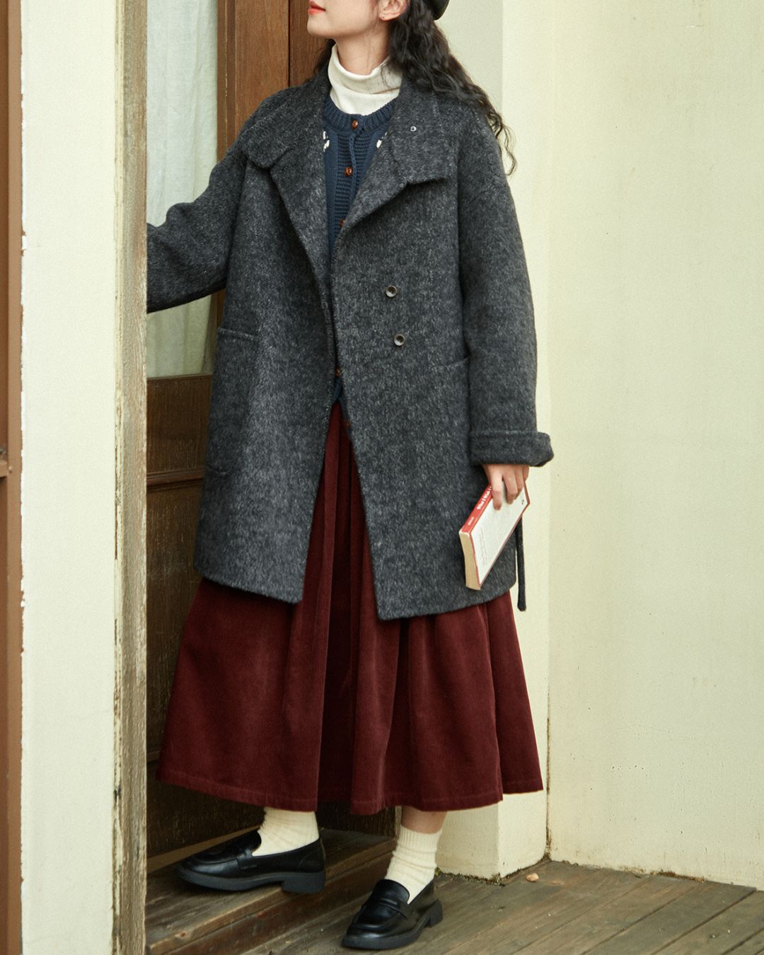 Stand-collar Wool Relaxed Coat　CT021