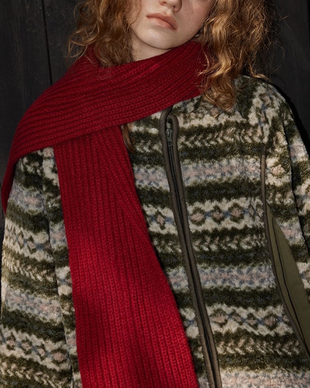 Fleece All-over Border Jacket　JK042