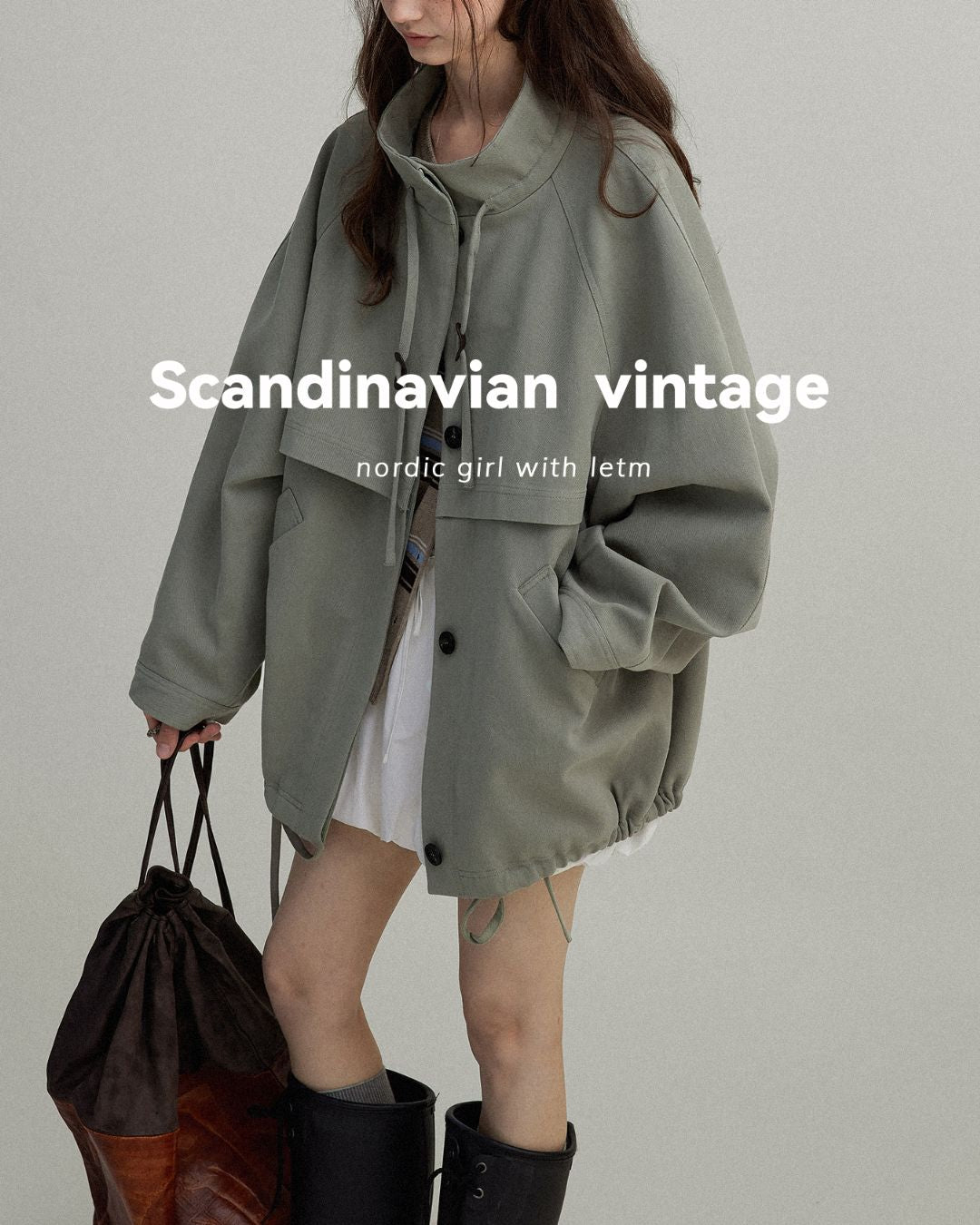 Stand Collar Drawstring Jacket　JK018