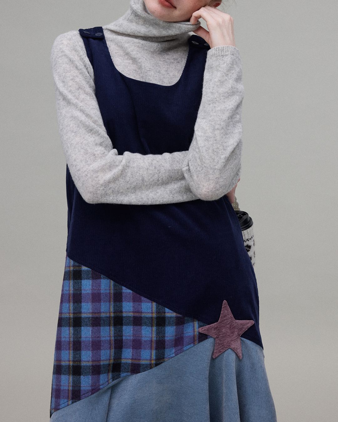 Patchwork Corduroy Dress　OP001