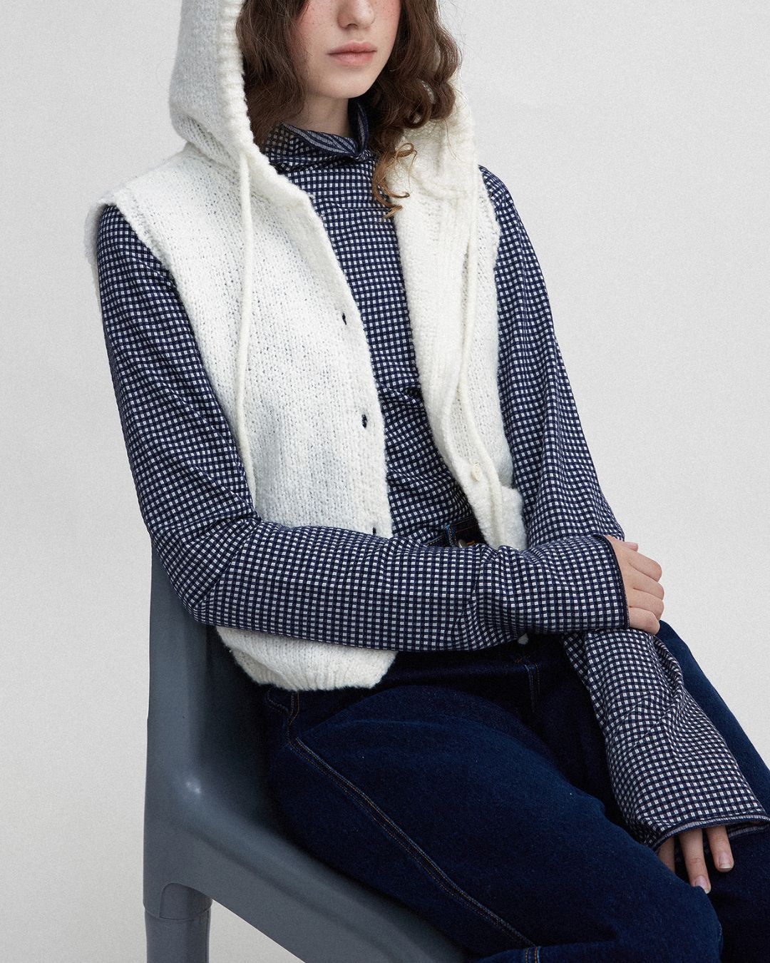 Loop Yarn Hooded Knit Vest　KN025