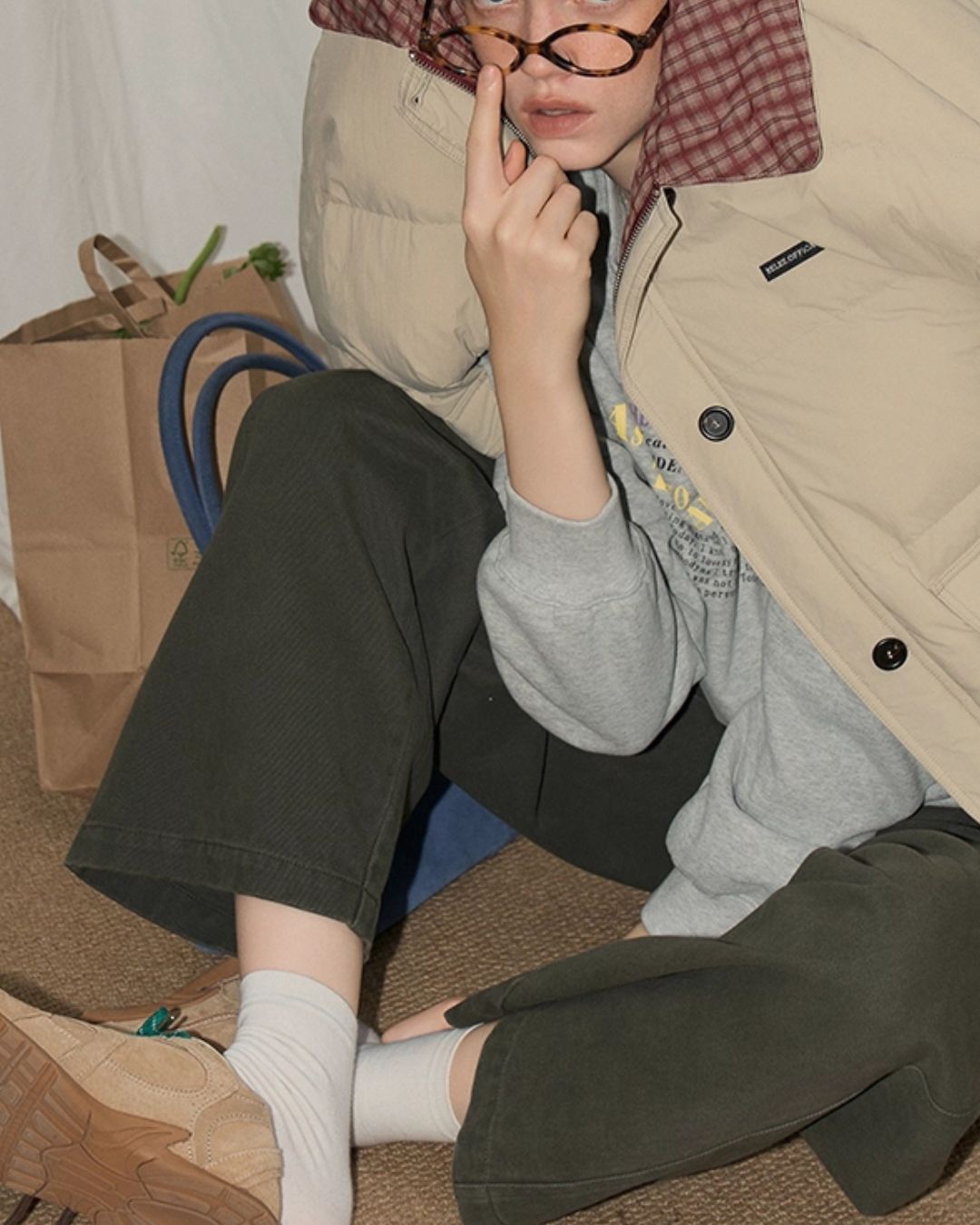 Check Reversible Down Jacket　JK047