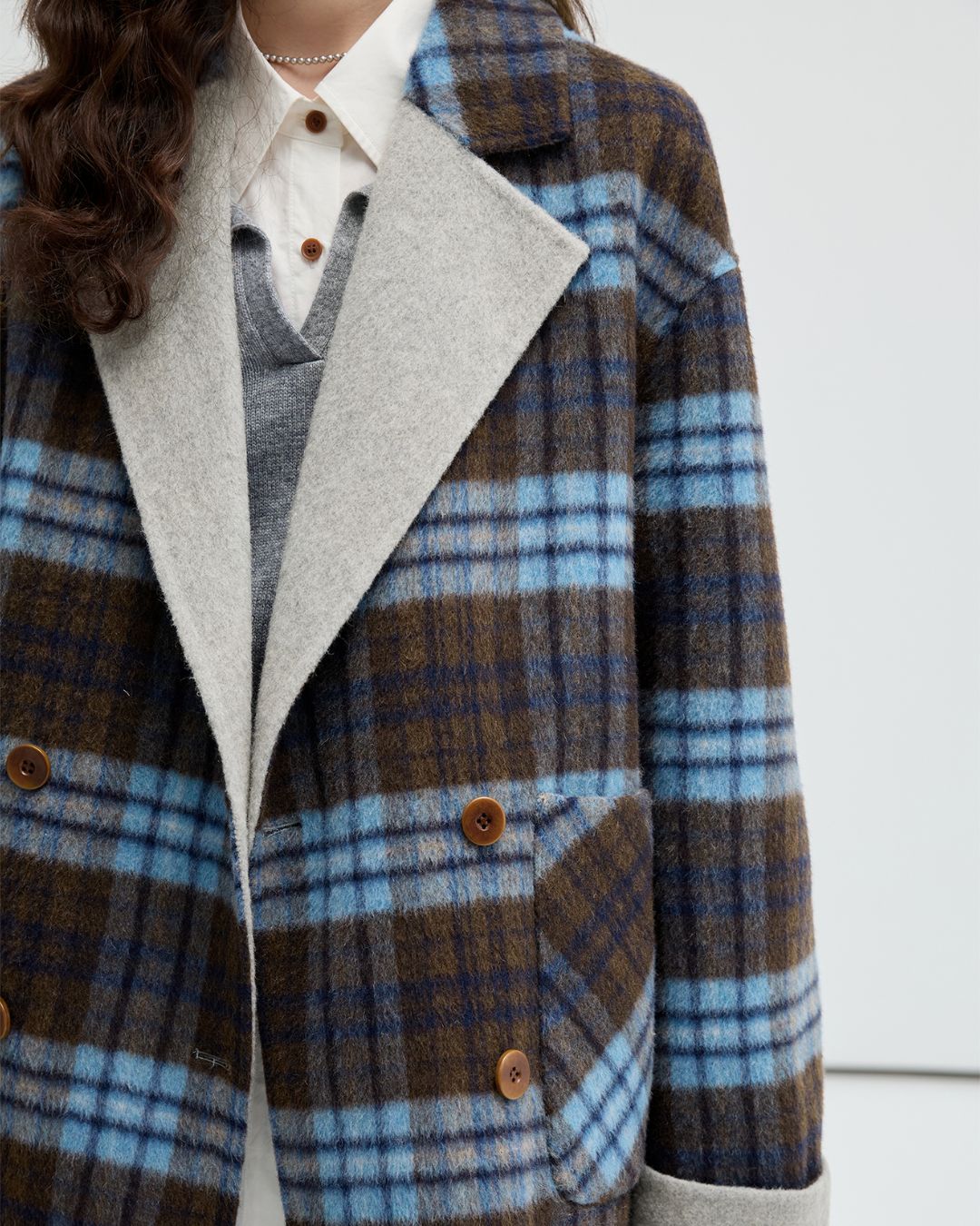 Reversible Check Short Coat　CT011