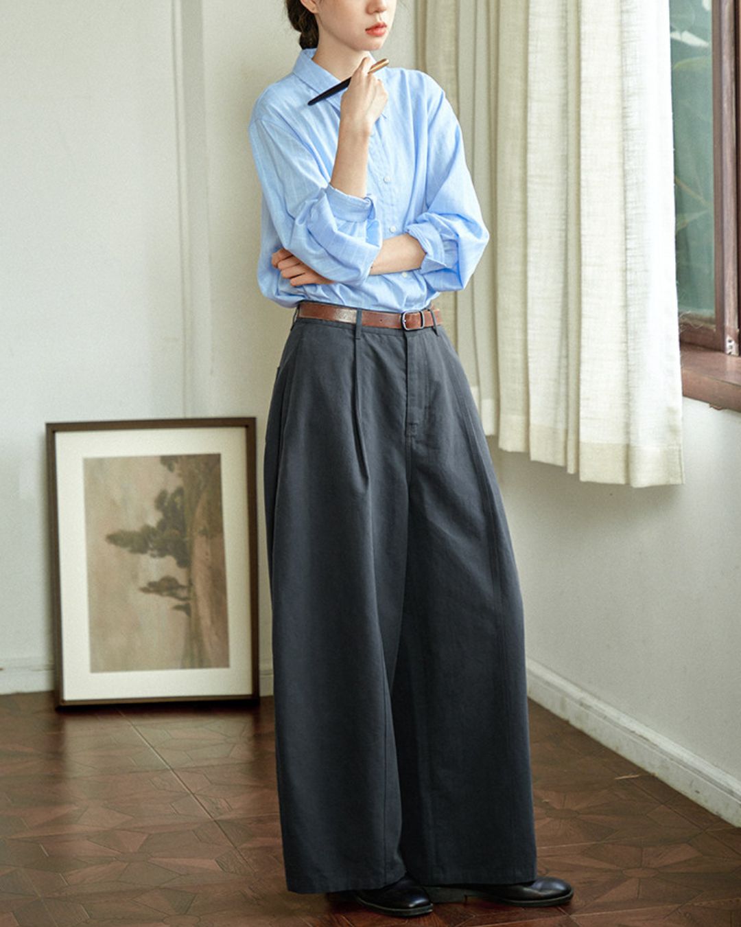 Tucked Wide Curve Pants　PT032