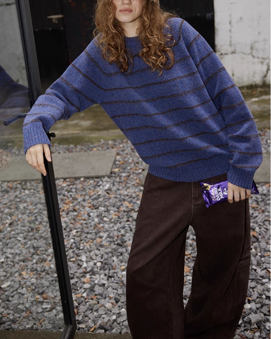 Border Relaxed Sweater　KN042