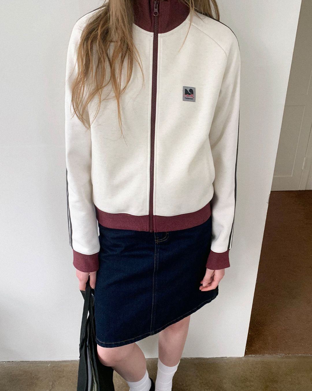 Color Block Three-Line Zip Cardigan　KN098