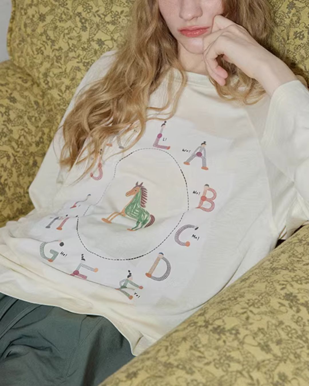 Pony Playful Print T-shirt　LT030