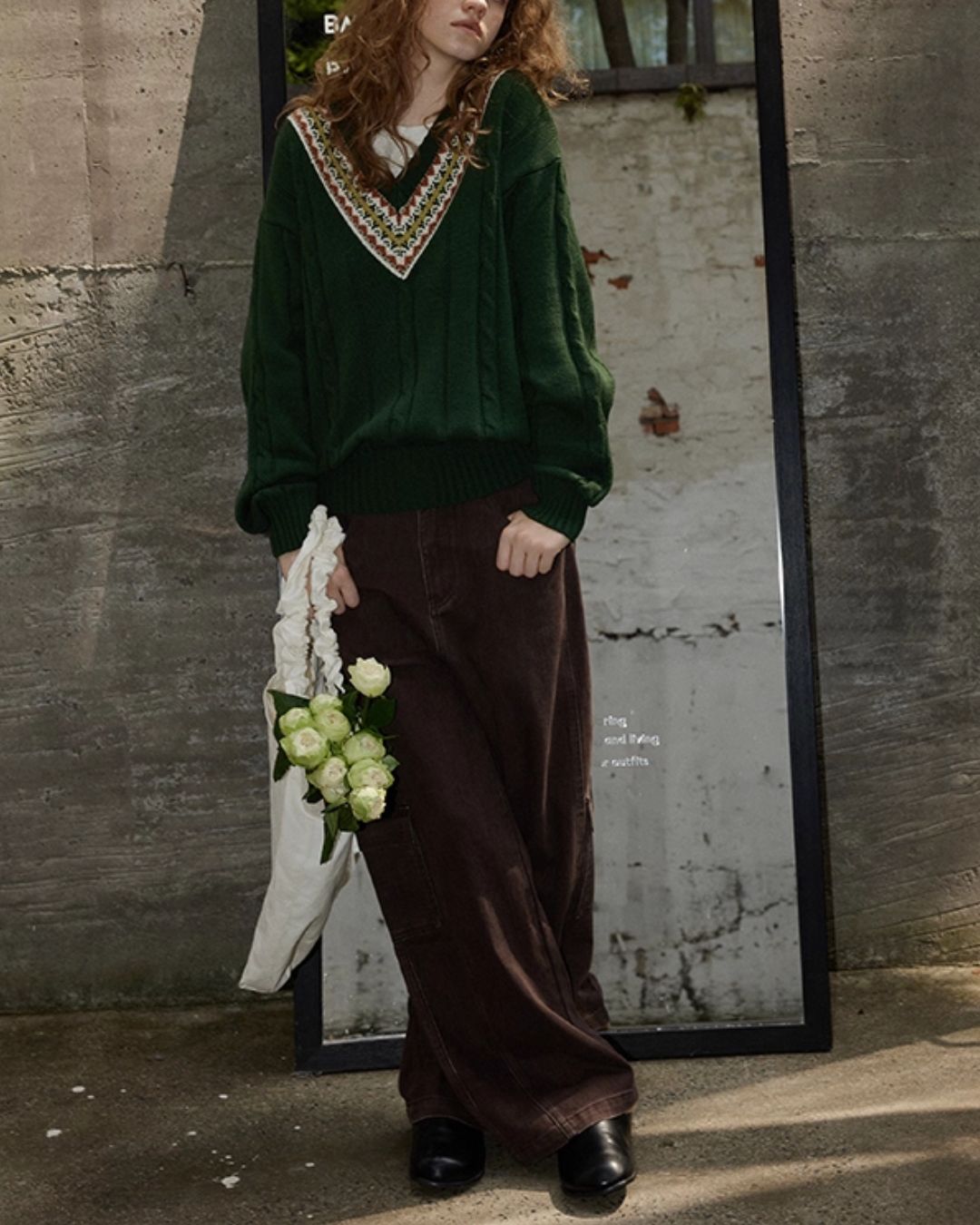 Fair Isle V-neck Sweater　KN053