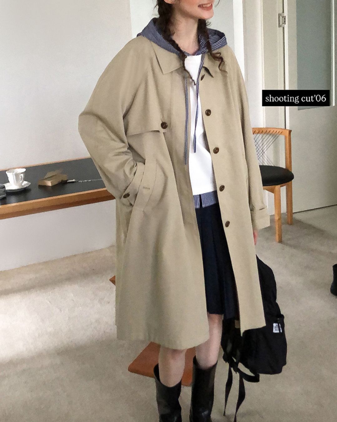 Back Pleated Trench Coat　CT001