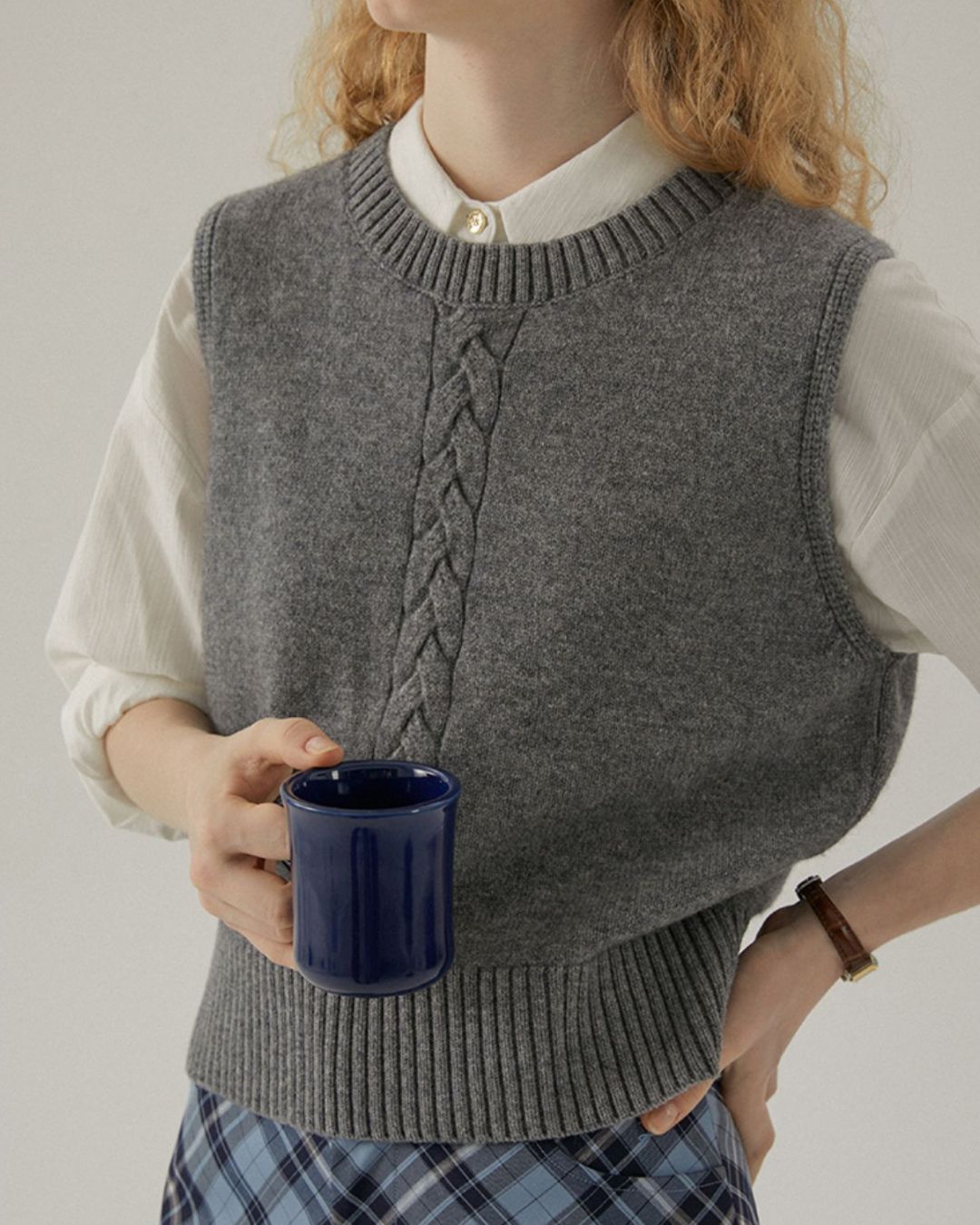 Braided Wool Knit Vest　VT007