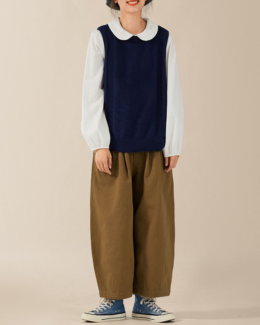 Round-collar Cotton Shirt　LS026