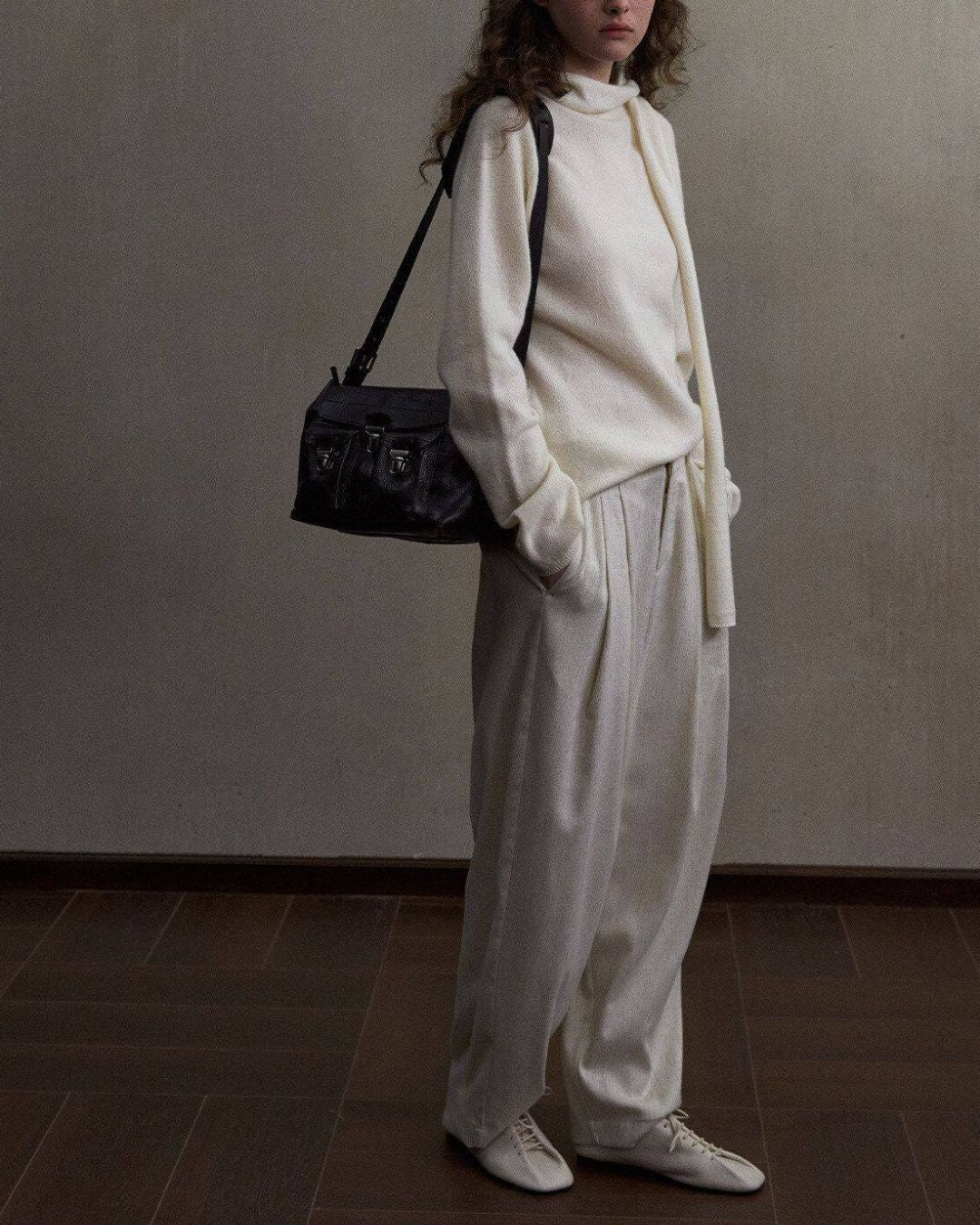 Basic Yak Wool Knit Hooded Scarf　HG001